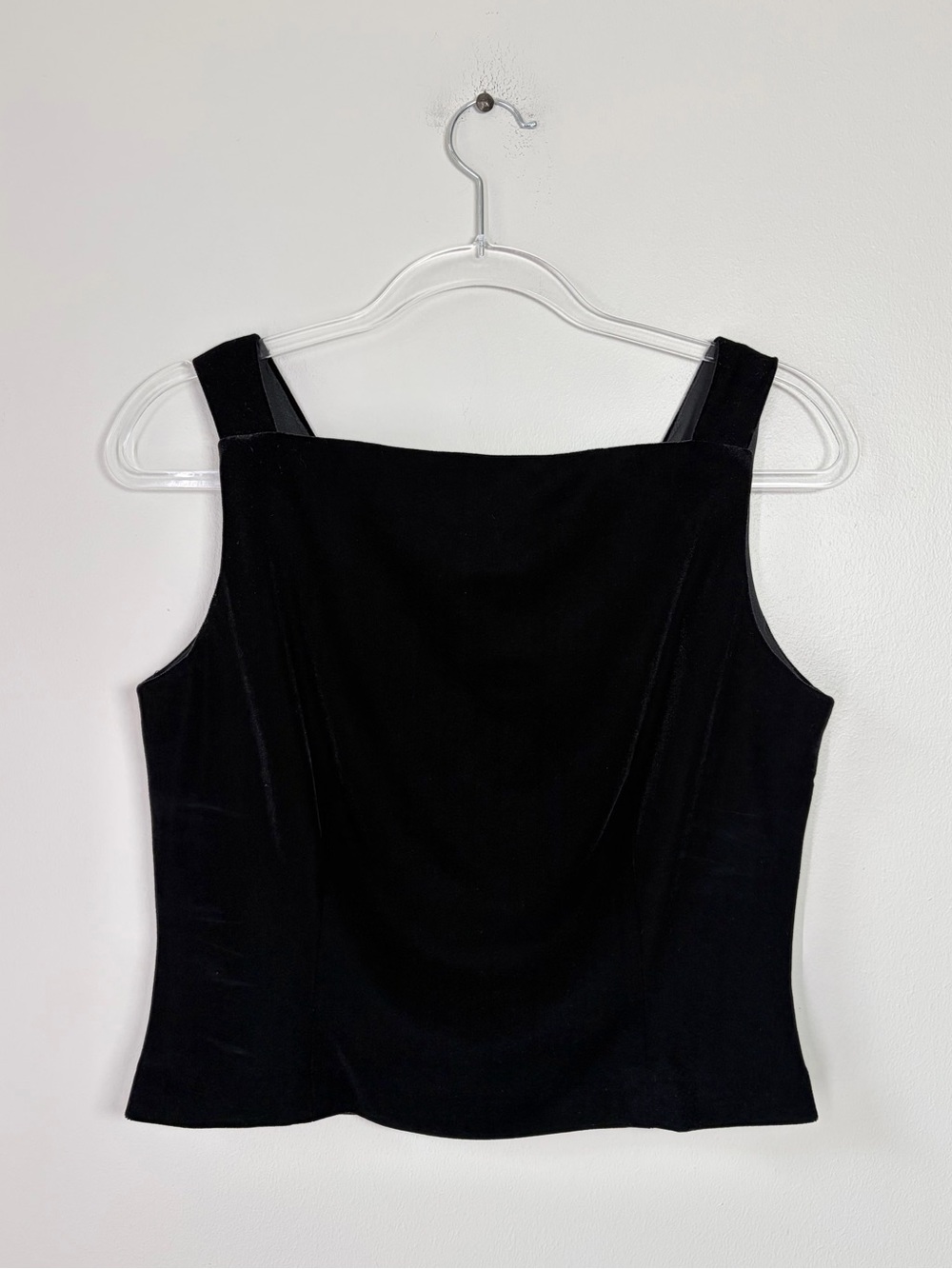 Vintage Ever Beauty Black Square Neck Velvet Tank Top Elegant Dark Feminine